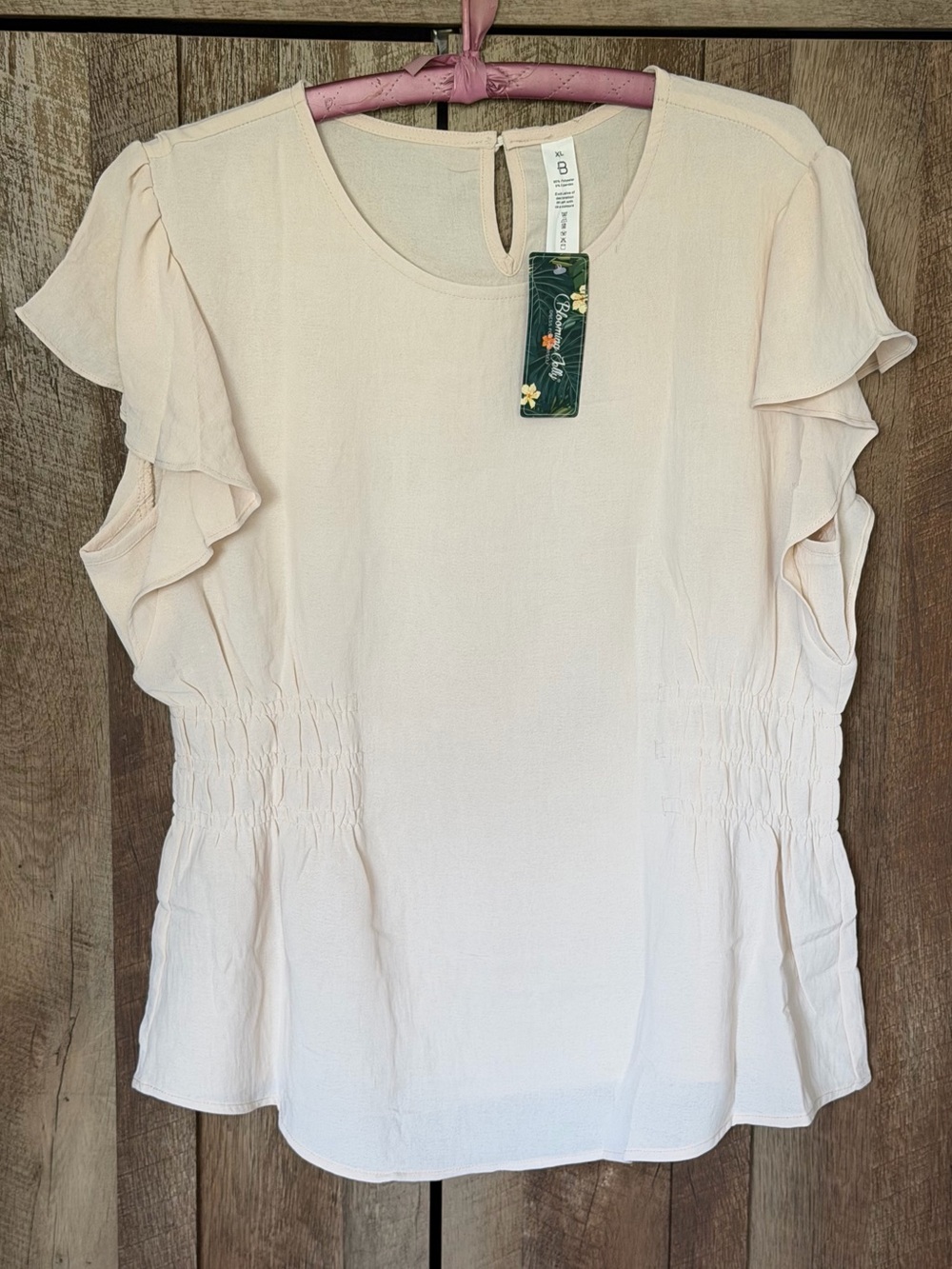 Blooming Jelly Women’s Ruffle Sleeve Blouse Cream Color size xl